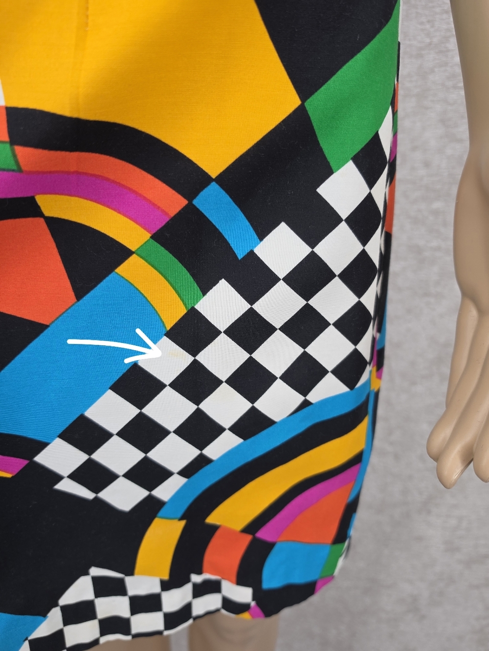 Vintage 80s Colorful Checkered Geometric Print Sleeveless Sheath Midi Dress - Picture 10 of 14